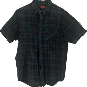 Killon Green and Red Casual Button Down Shirt
